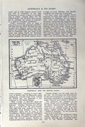 Original Old Vintage Print C1920 Australia Map Natives Machinery Sacks Wheat
