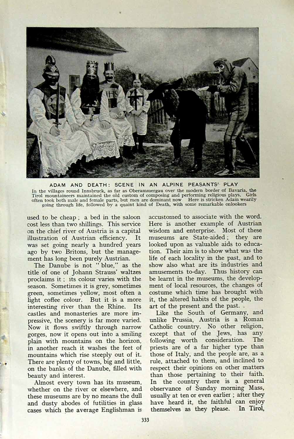 Original Old Vintage Print C1920 Scene Alpine Peasants Play Innsbruck Austria