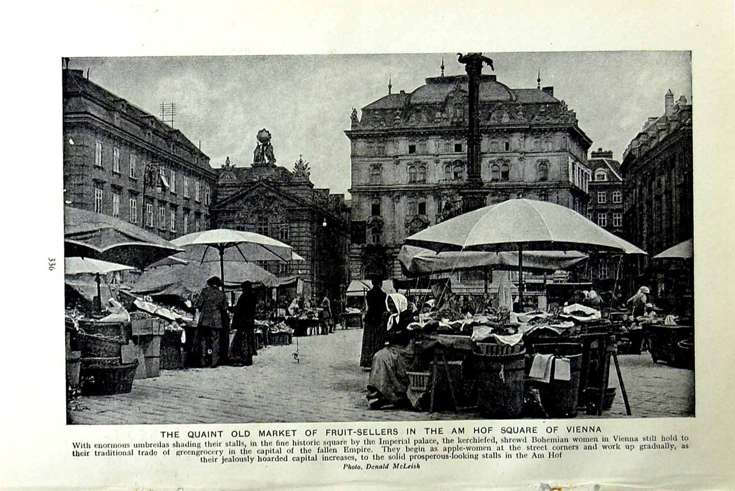 Original Old Vintage Print C1920 Market Fruit Sellers Am HSquare Vienna 20th