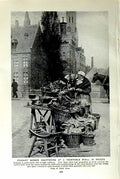 Old Vintage Print C1920 Peasant Women Chaffering Vegetable Stall Bruges 20th