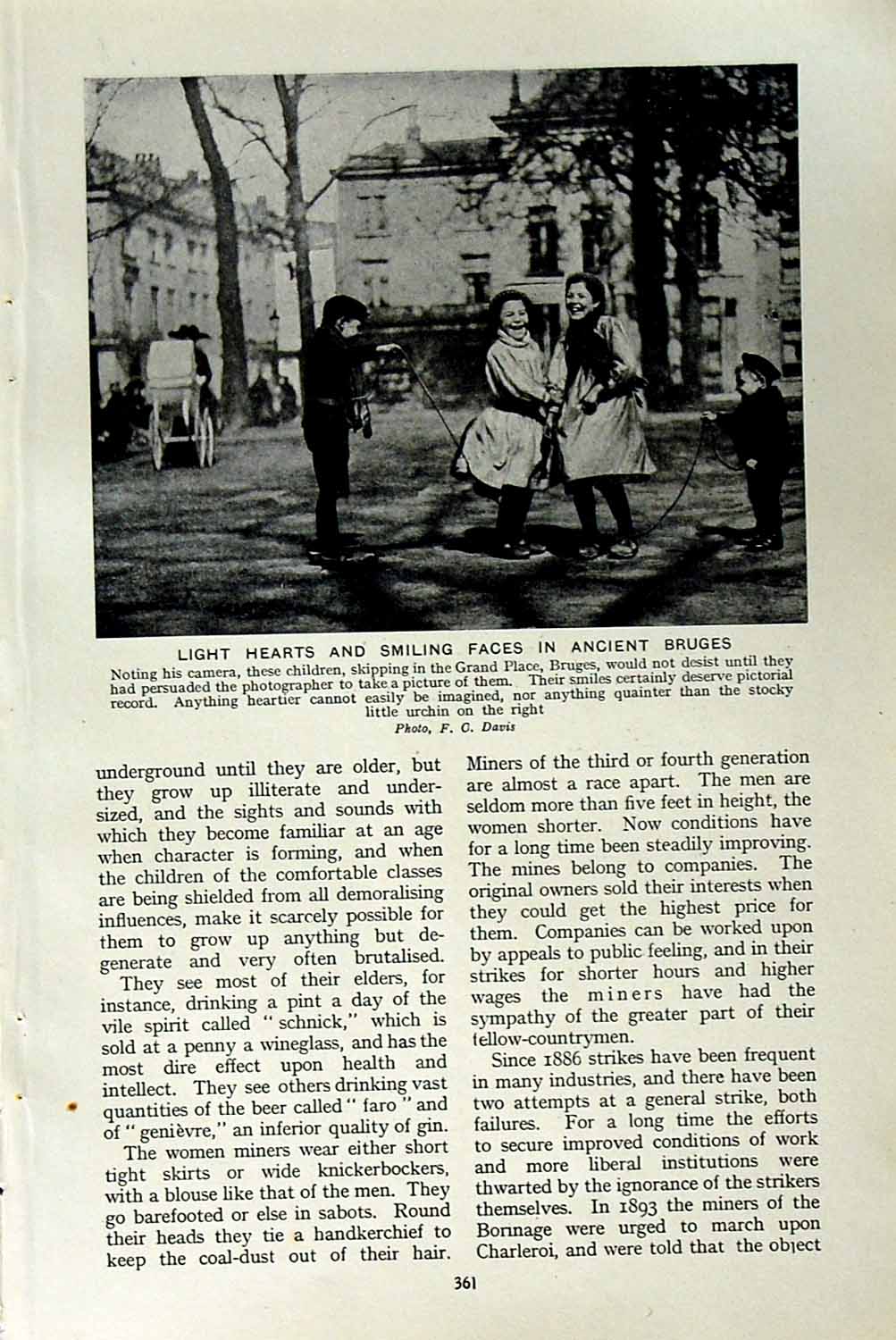 Original Old Vintage Print C1920 Bruges Children Belgium Flemish Milkmaid Girl