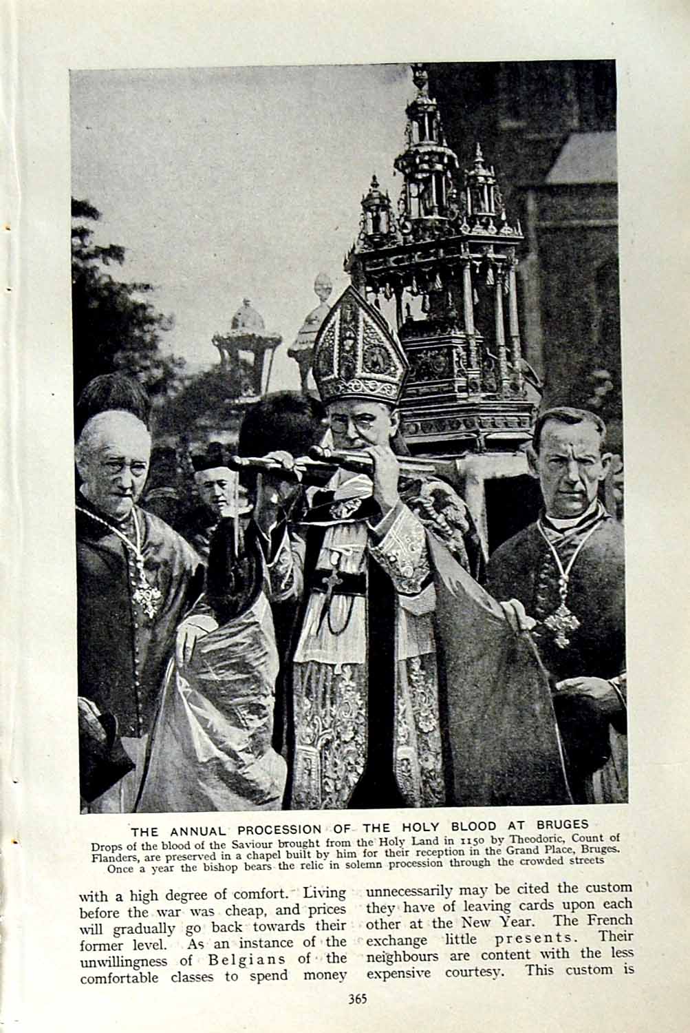 Original Old Vintage Print C1920 Holy Blood Bruges Count Flanders Choir Angels
