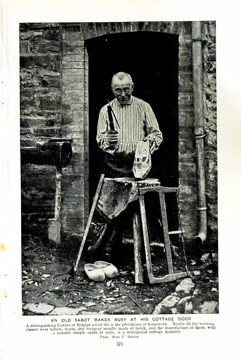 Old Vintage Print C1920 Sabot Maker Belgium Trappist Monks Oxen Haymaking 20th