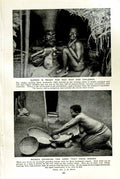 Old Vintage Print C1920 Women Grinding Corn Africa Mongo Tribesman Wife 20th