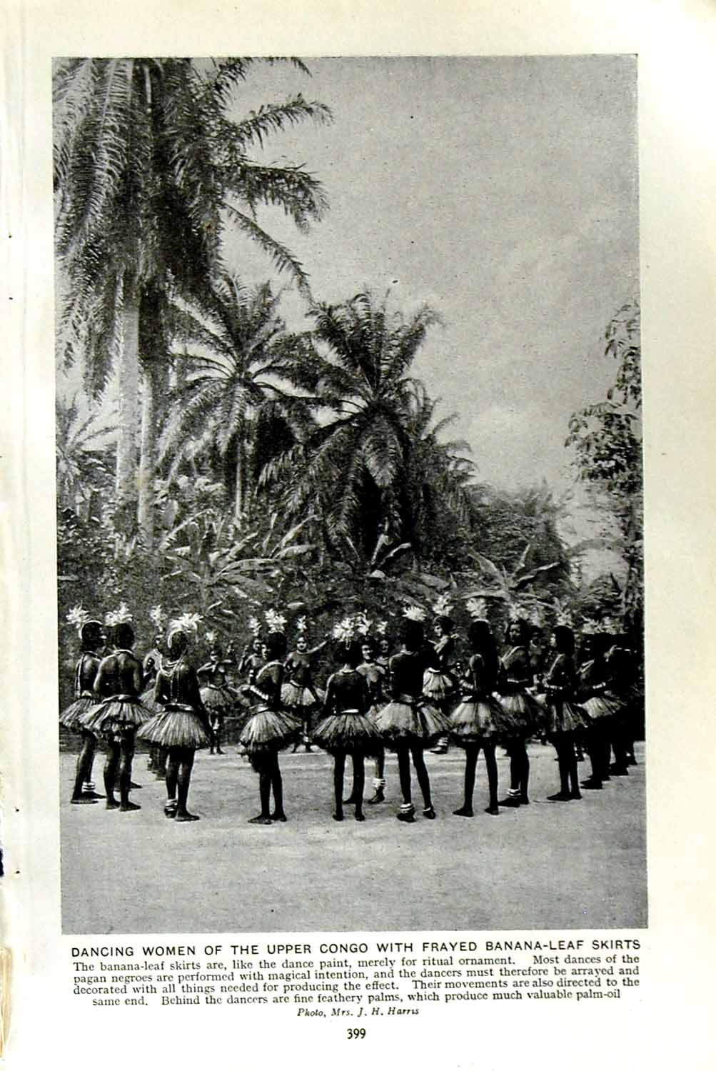 Original Old Vintage Print C1920 Dancing Women Congo African Lady Beauty Scars