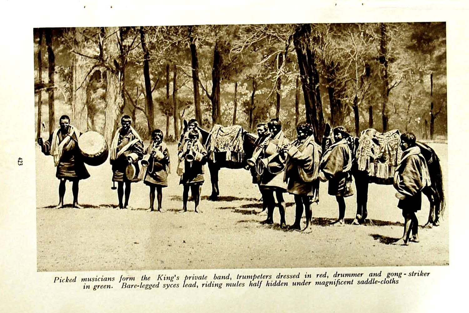 Original Old Vintage Print C1920 King'S Musicians Phari Dzong Fort Architecture