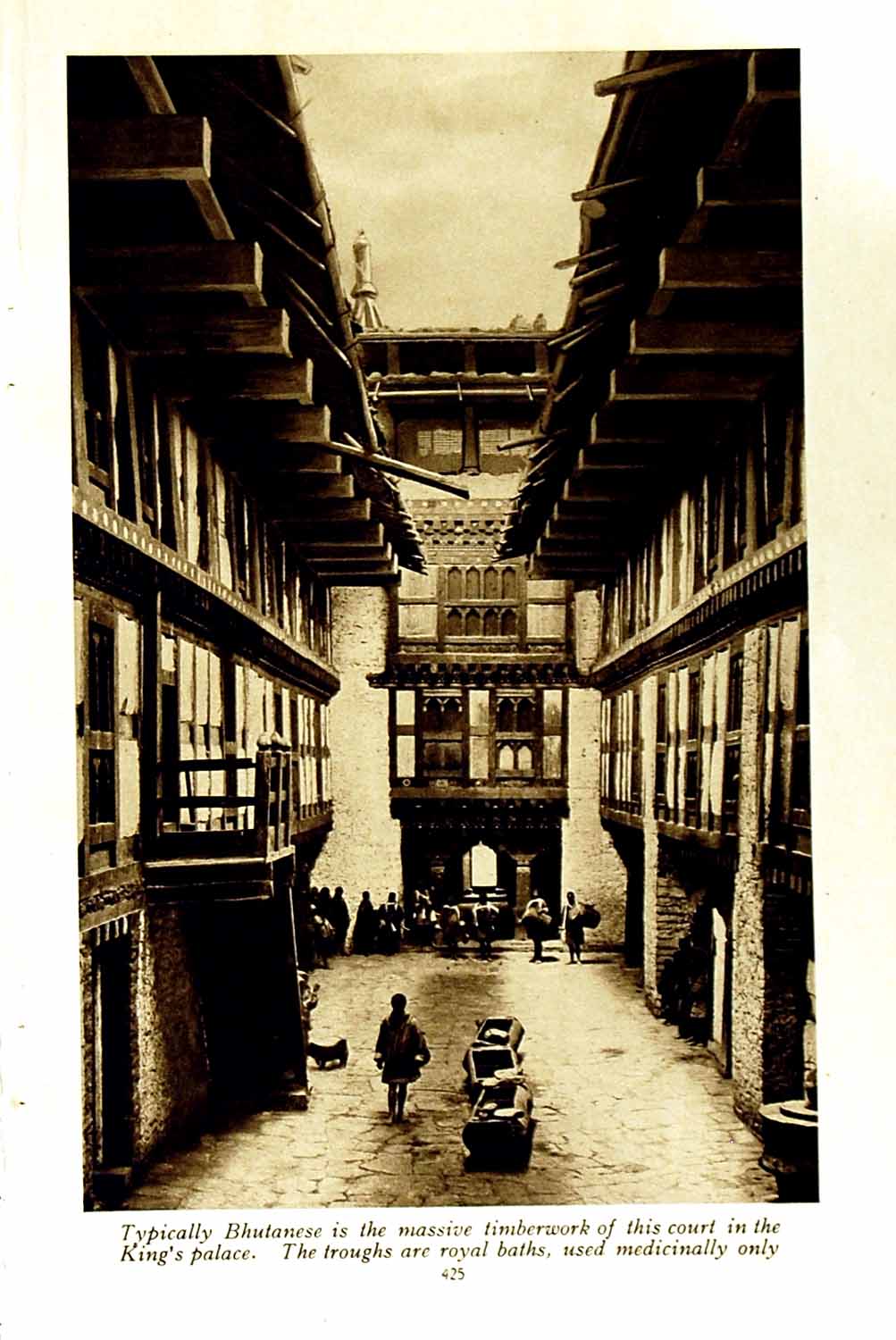 Old Vintage Print C1920 Bhutanese King'S Palace Bhutan Himalayas Lingzi 20th
