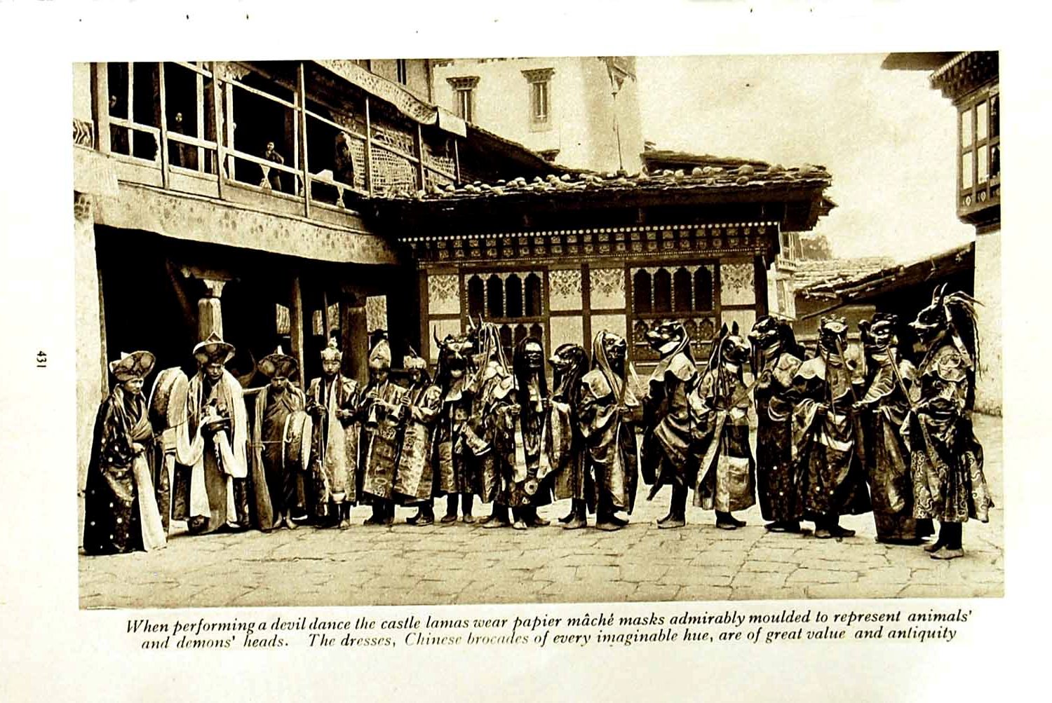 Original Old Vintage Print C1920 Devil Dance Chinese Brocades Mullahs Bokhara