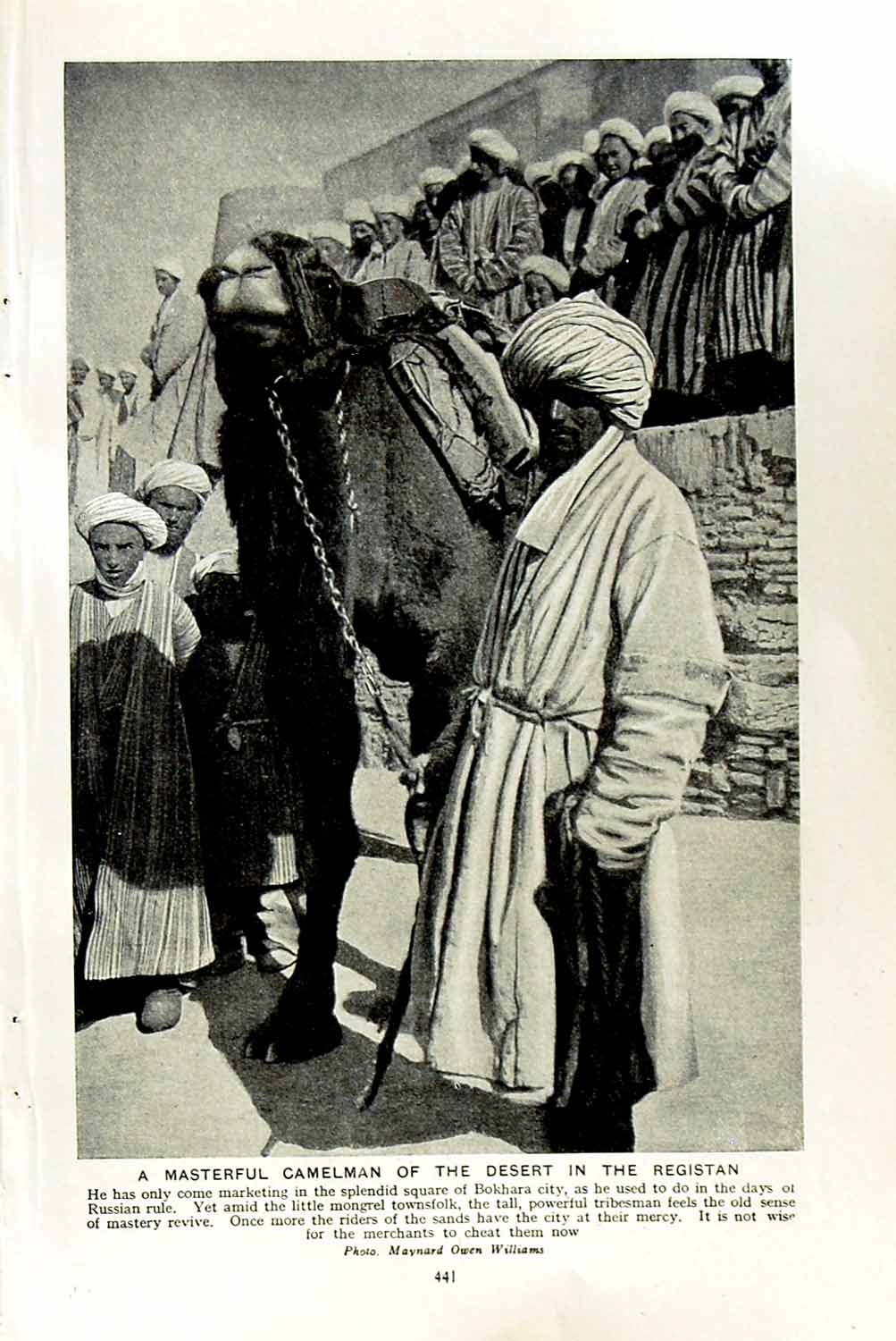 Old Vintage Print C1920 Camelman Desert Registan Bokhara Camel Merchant 20th