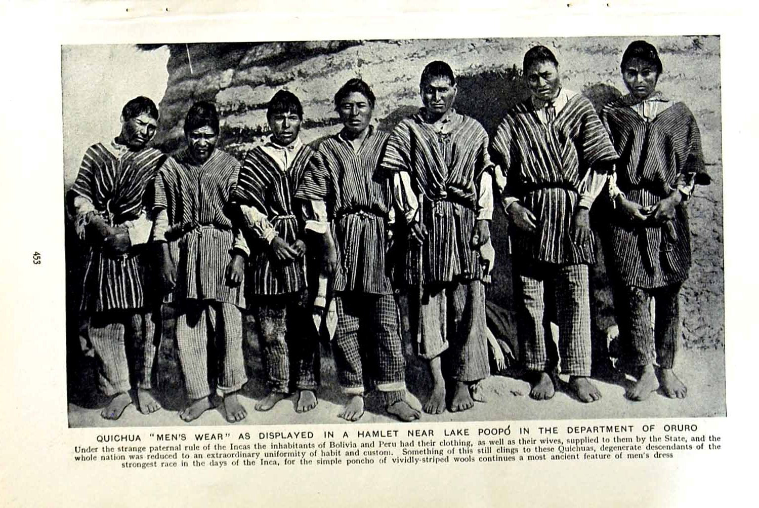 Original Old Vintage Print C1920 Quichua Men Poopo Oruro Bolivia Quichua Tribe