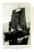 Original Old Vintage Print C1920 Frail Boats Reeds Tower House Ancient Incas