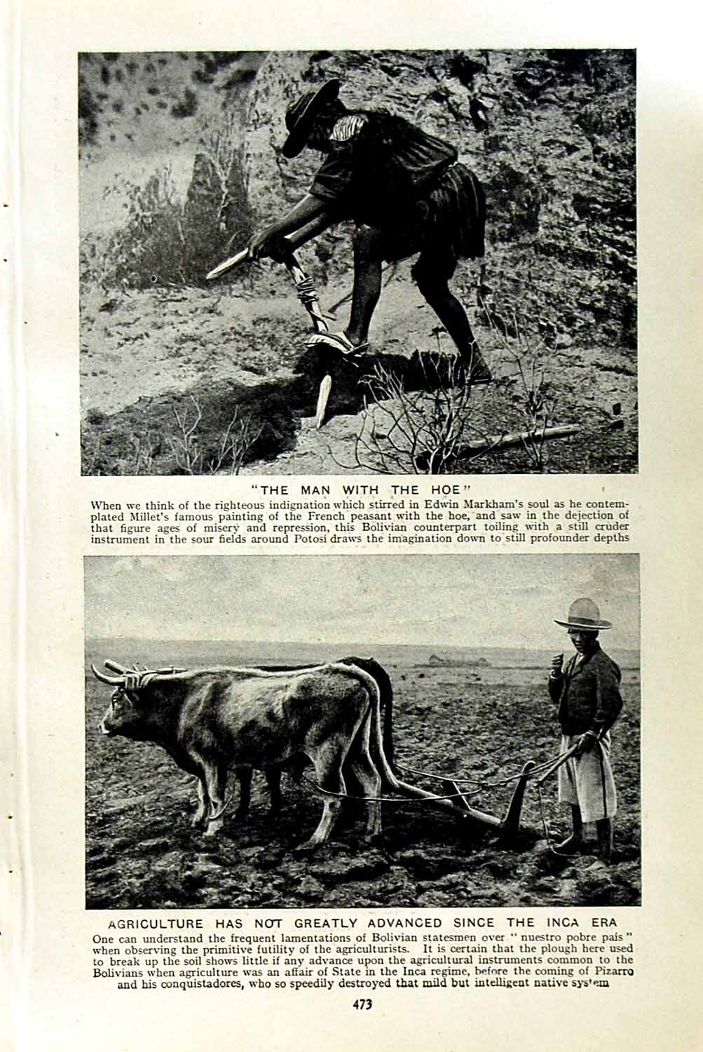 Original Old Vintage Print C1920 Agriculture Cattle Ploughing Fishermen Balsas