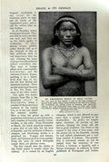 Old Vintage Print C1920 Amazonian Gala Attire Peccari Tukano Indian Cigar 20th