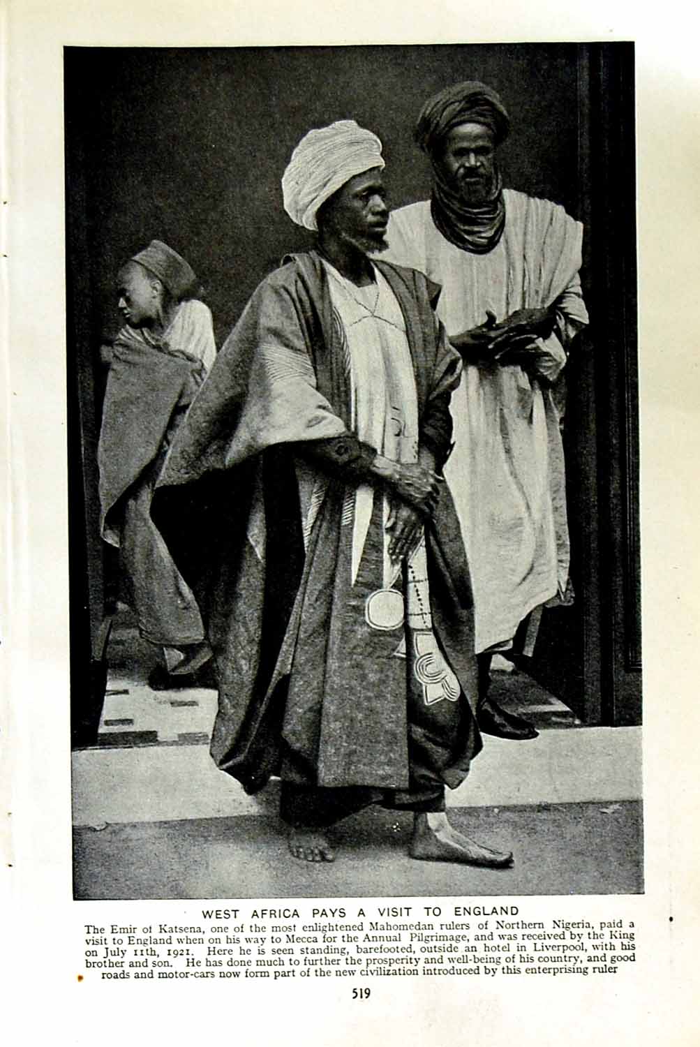 Original Old Vintage Print C1920 Emir Katsena Mahomedan Ruler Nigeria Africa