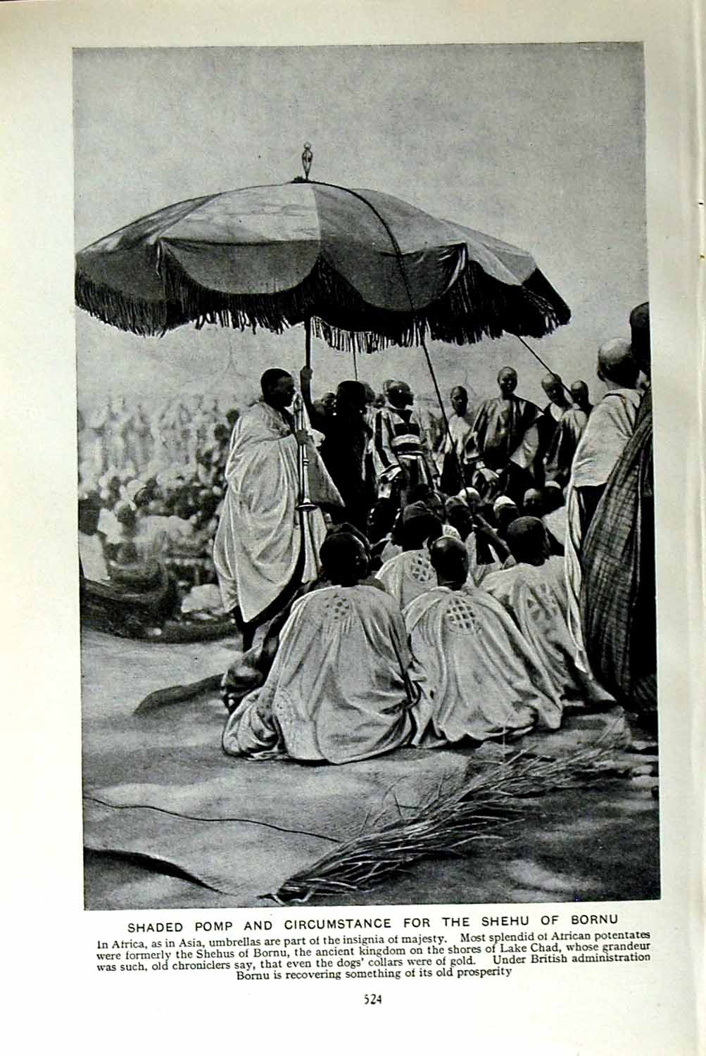 Old Vintage Print C1920 Shaded Pomp Shehu Bornu Africa Lake Chad People 20th