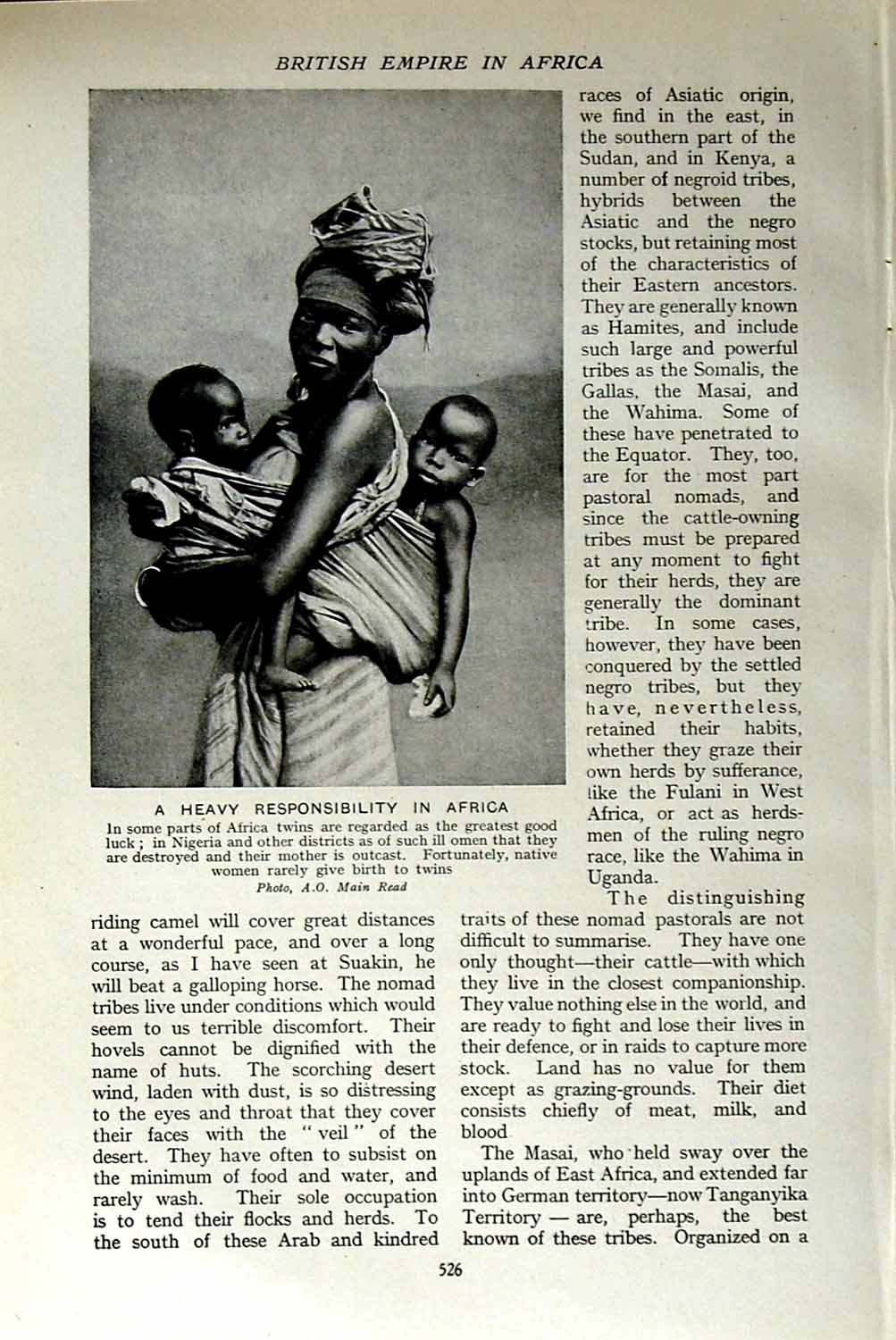 Original Old Vintage Print C1920 Africa Woman Baby Twins Nigeria Children 20th