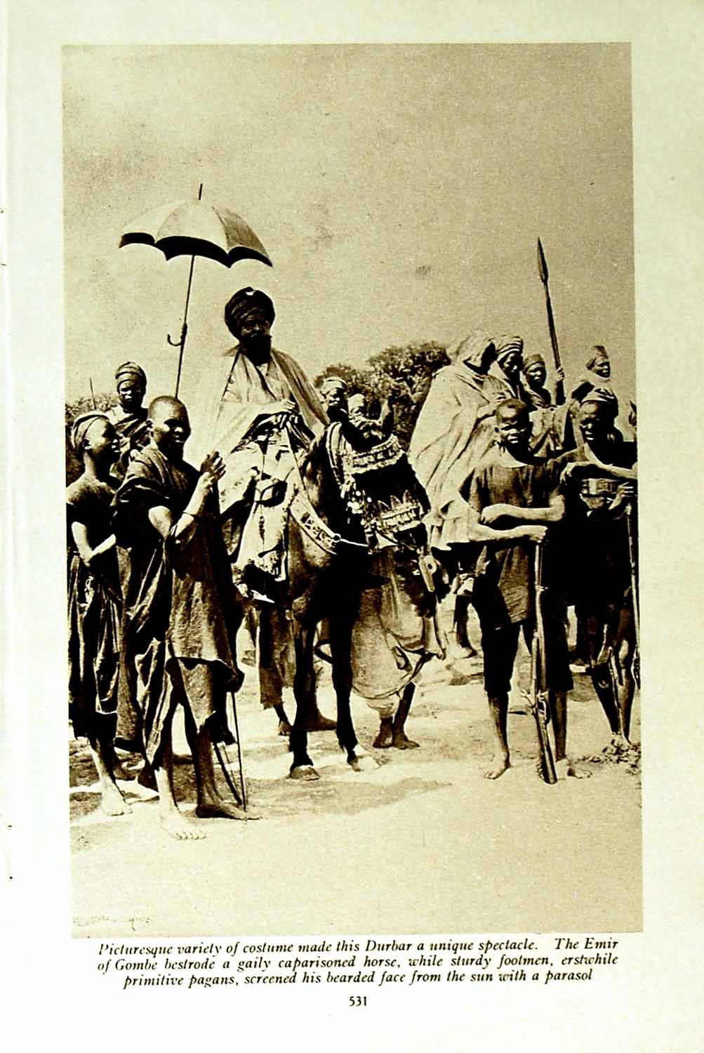 Original Old Vintage Print C1920 Durbar Emir Gombe Horse Africa Niger Nupes