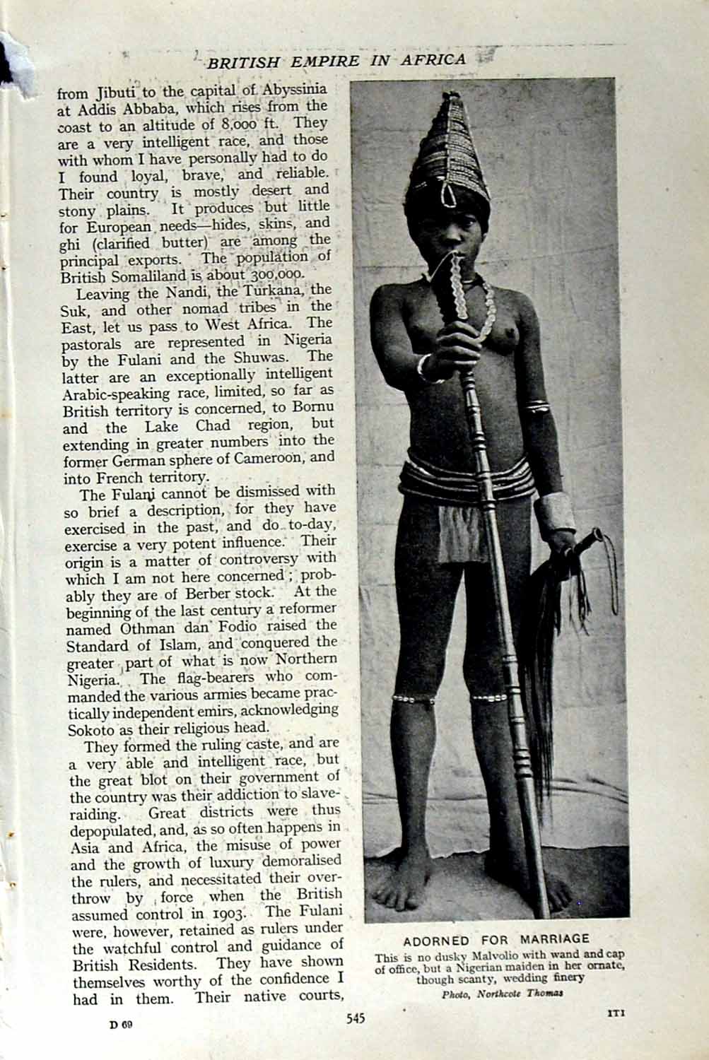 Original Old Vintage Print C1920 Nigerian Maiden Wedding Native Bridges Africa