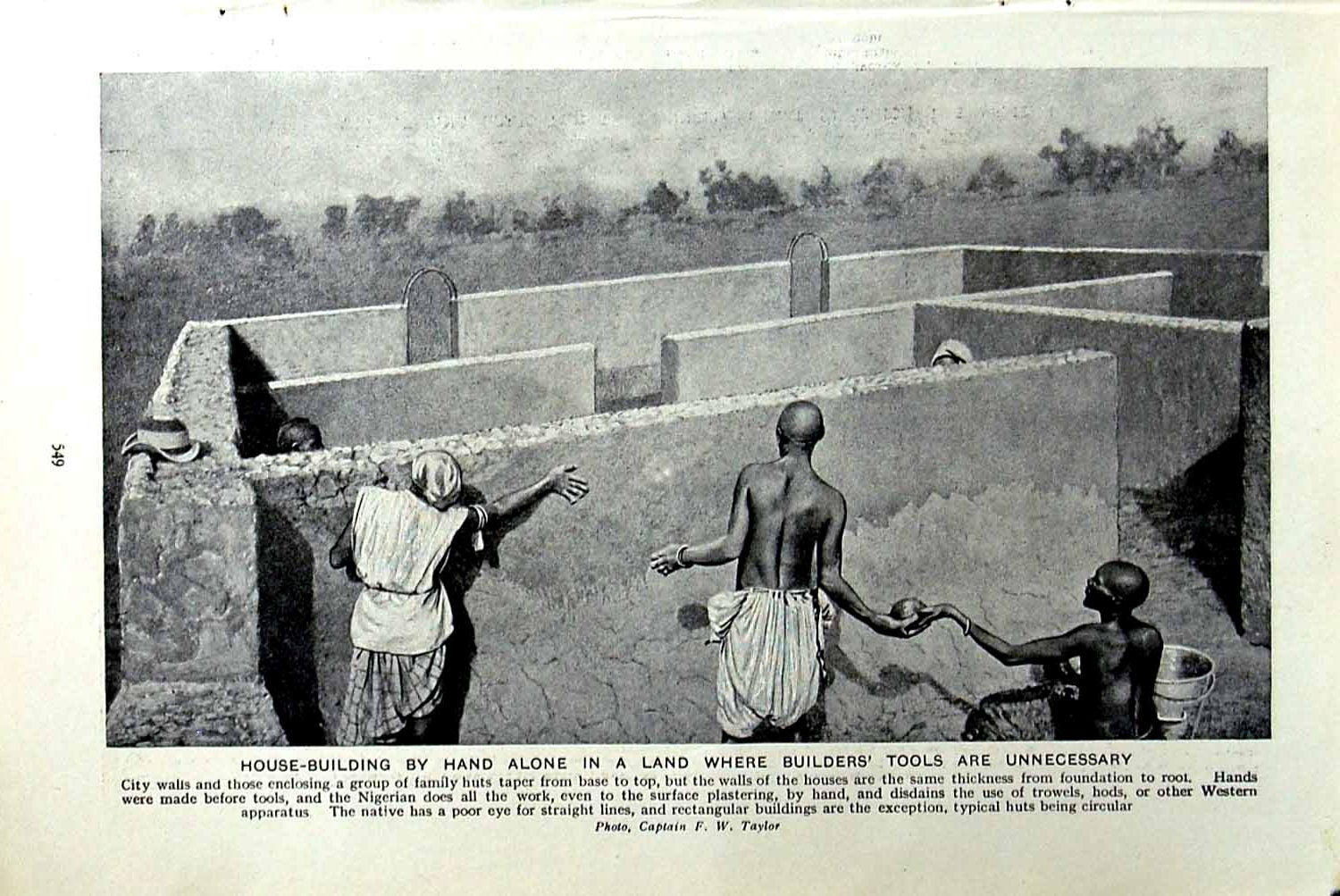 Original Old Vintage Print C1920 House Building Nigeria Africa Pagans Weaving