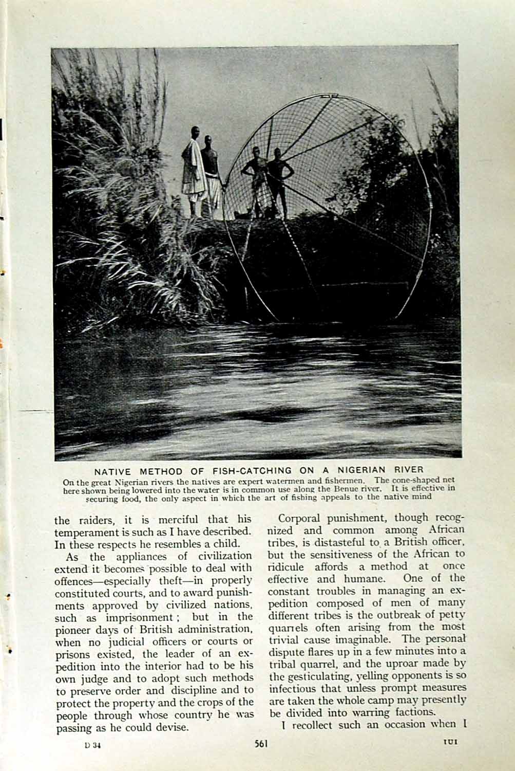 Old Vintage Print C1920 Natives Fishing Nigerian River Ophthalmia Africa 20th