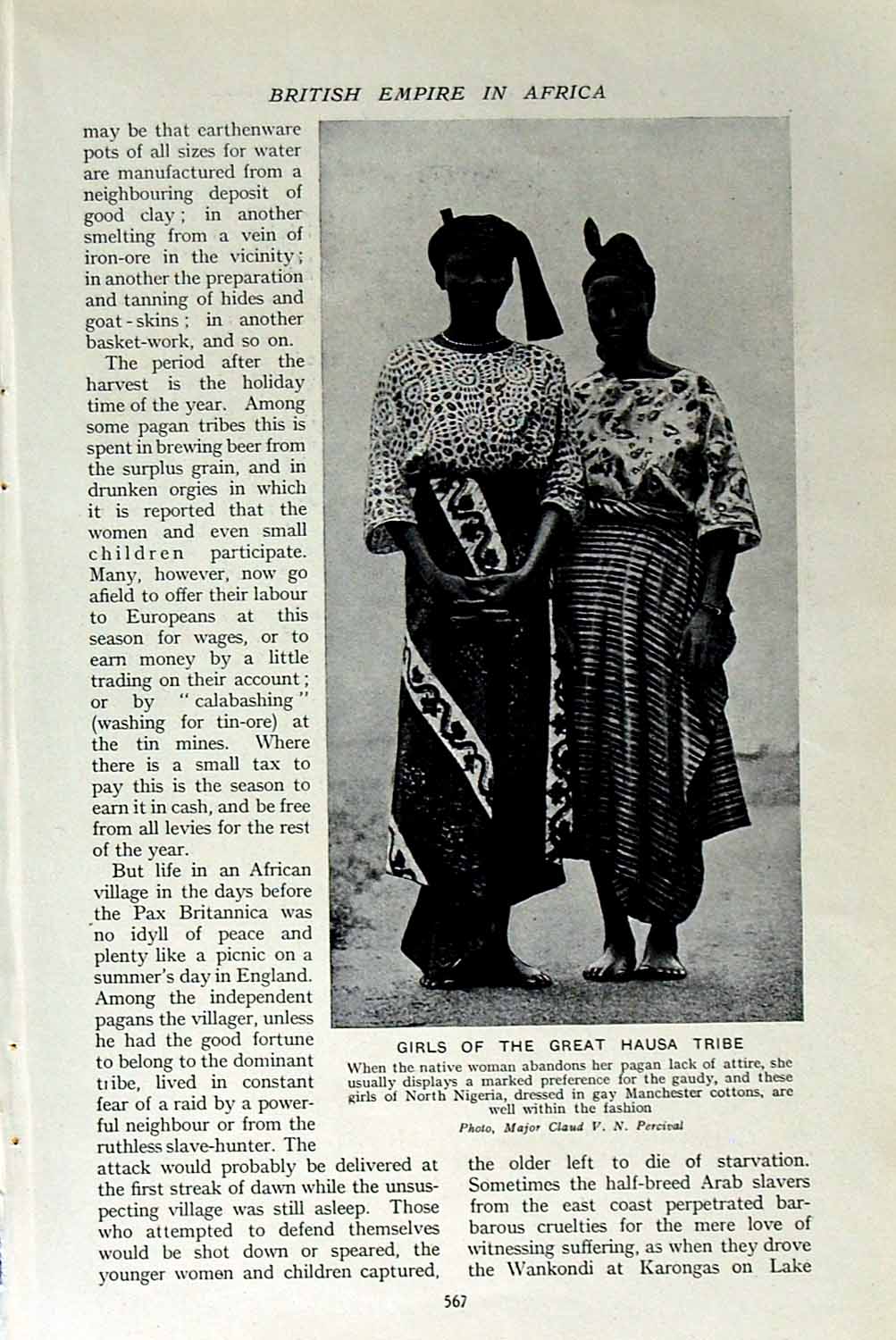 Original Old Vintage Print C1920 Girls Huasa Tribe Africa Abigah King Lokoja