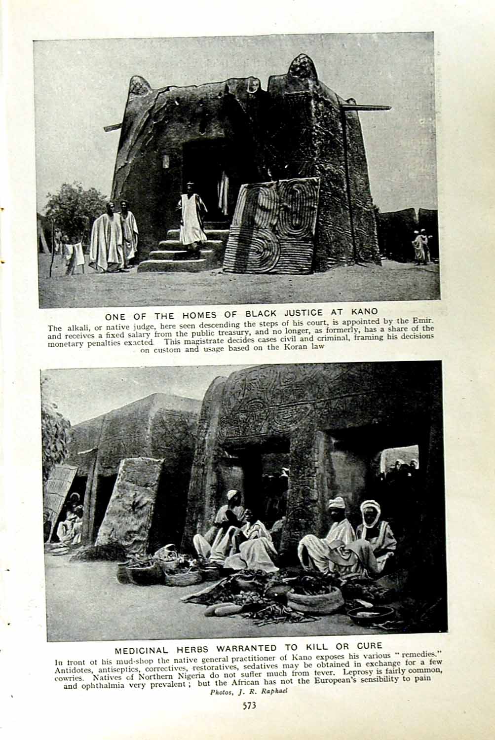 Old Vintage Print C1920 Home Black Justice Kano Africa Kano Herbs Police 20th