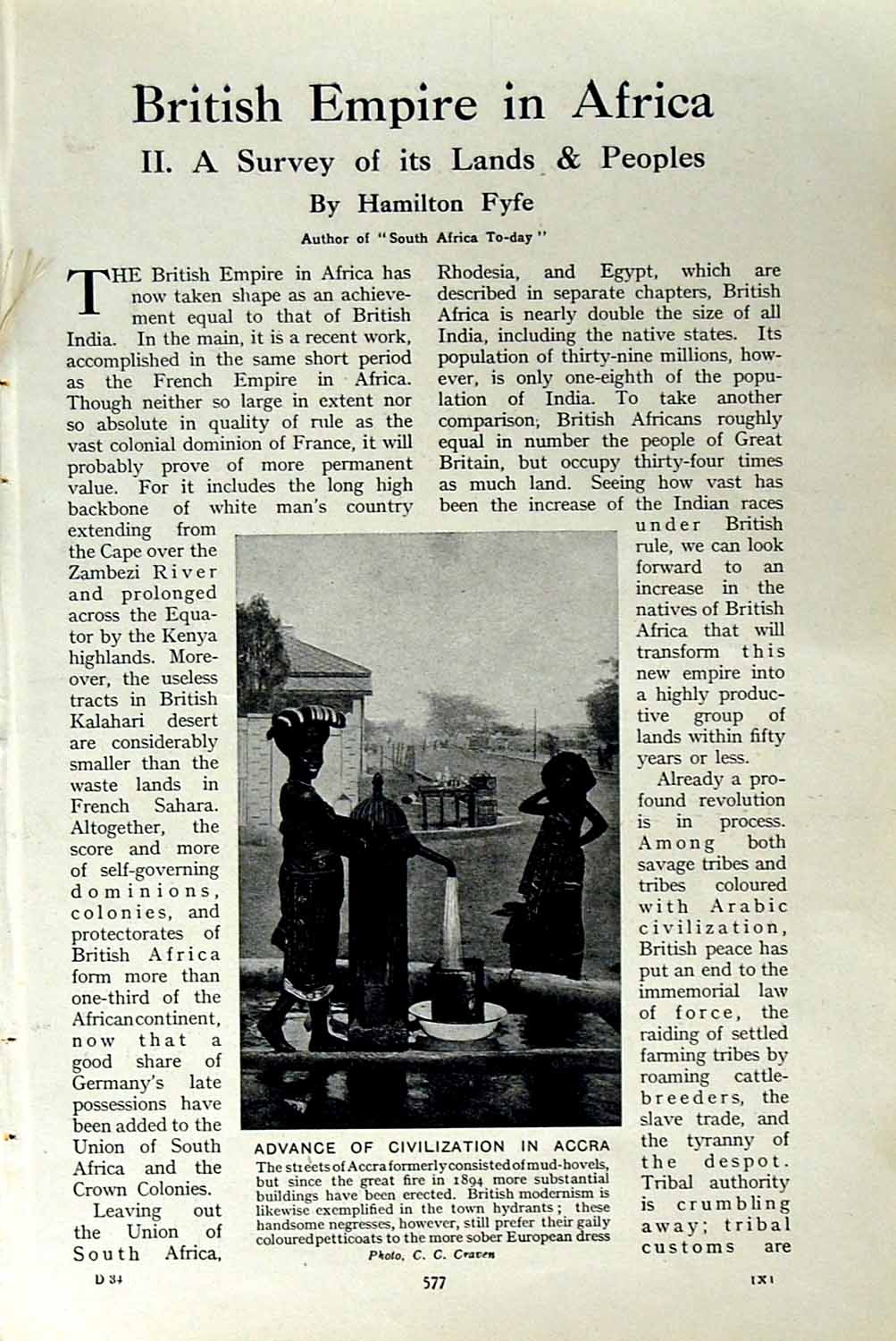 Original Old Vintage Print C1920 Accra Hydrants Africa Korobo Tribe Woman 20th