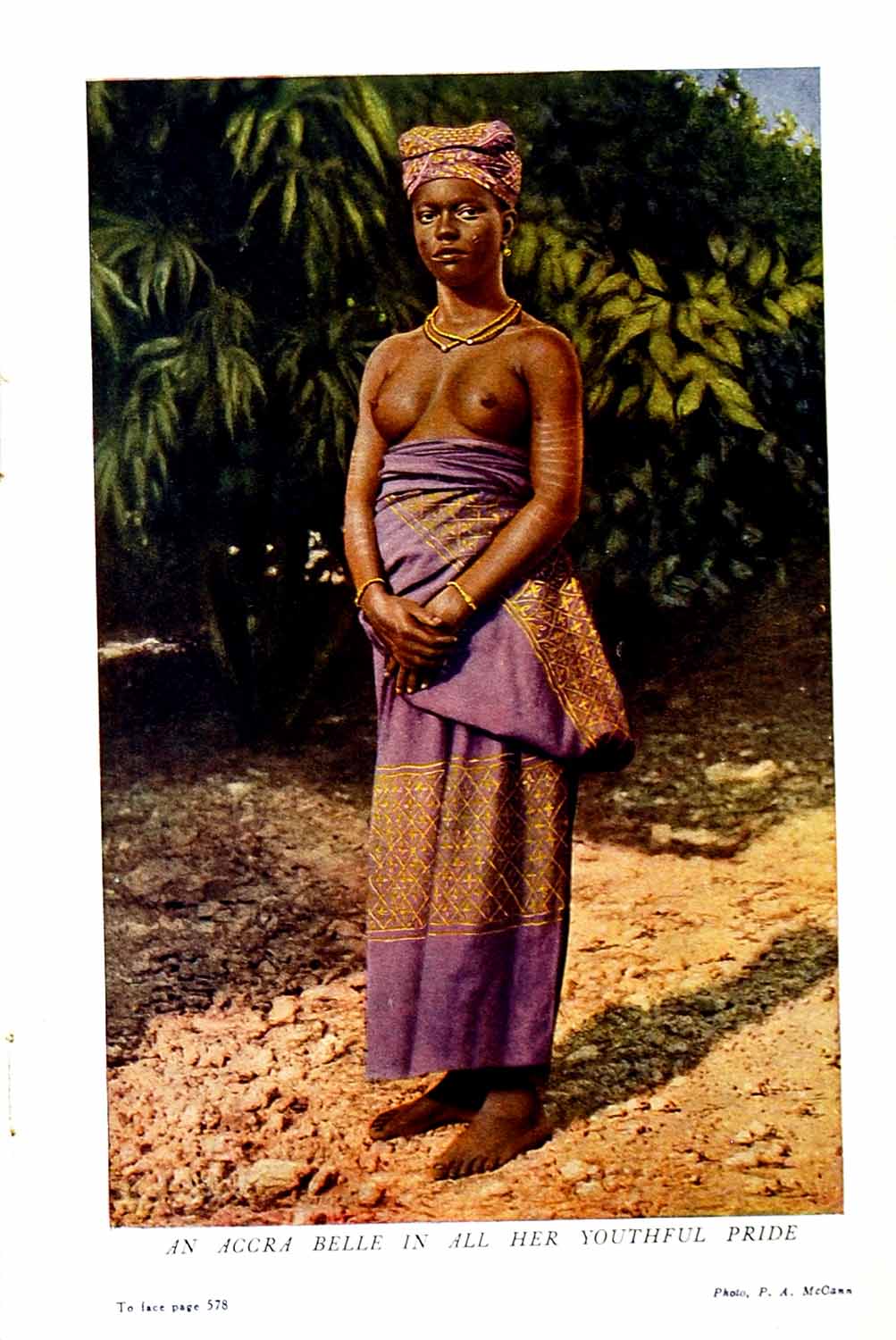 Old Vintage Print C1920 Accra Belle Youthful Pride Beautiful Woman Girl 20th