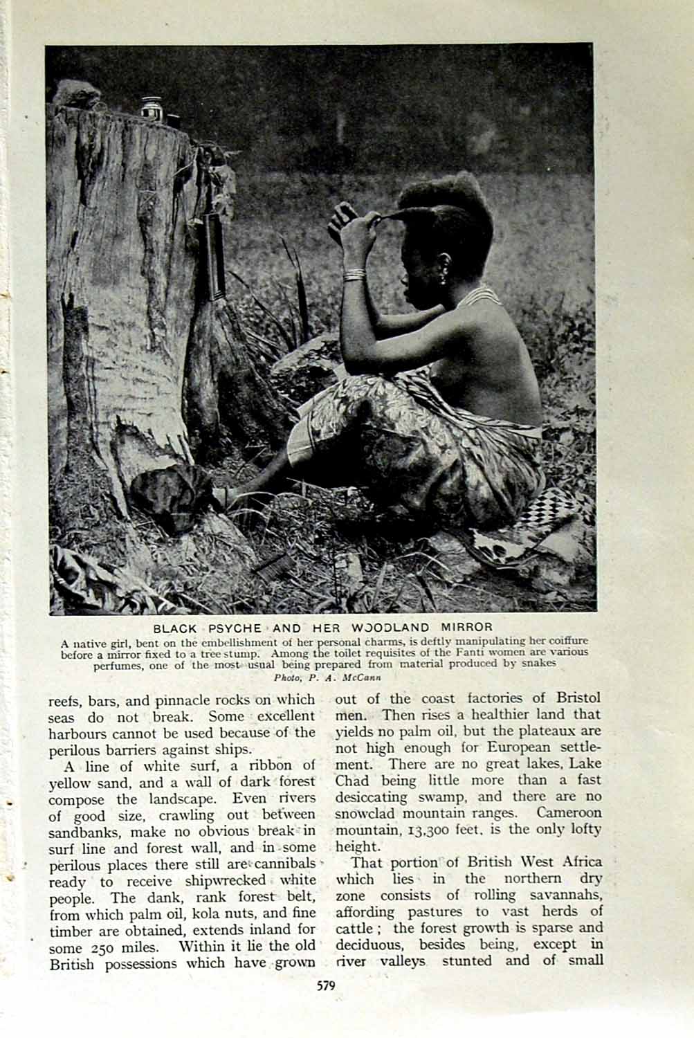 Original Old Vintage Print C1920 Native Girl Toilet Africa Accra Volta Brides