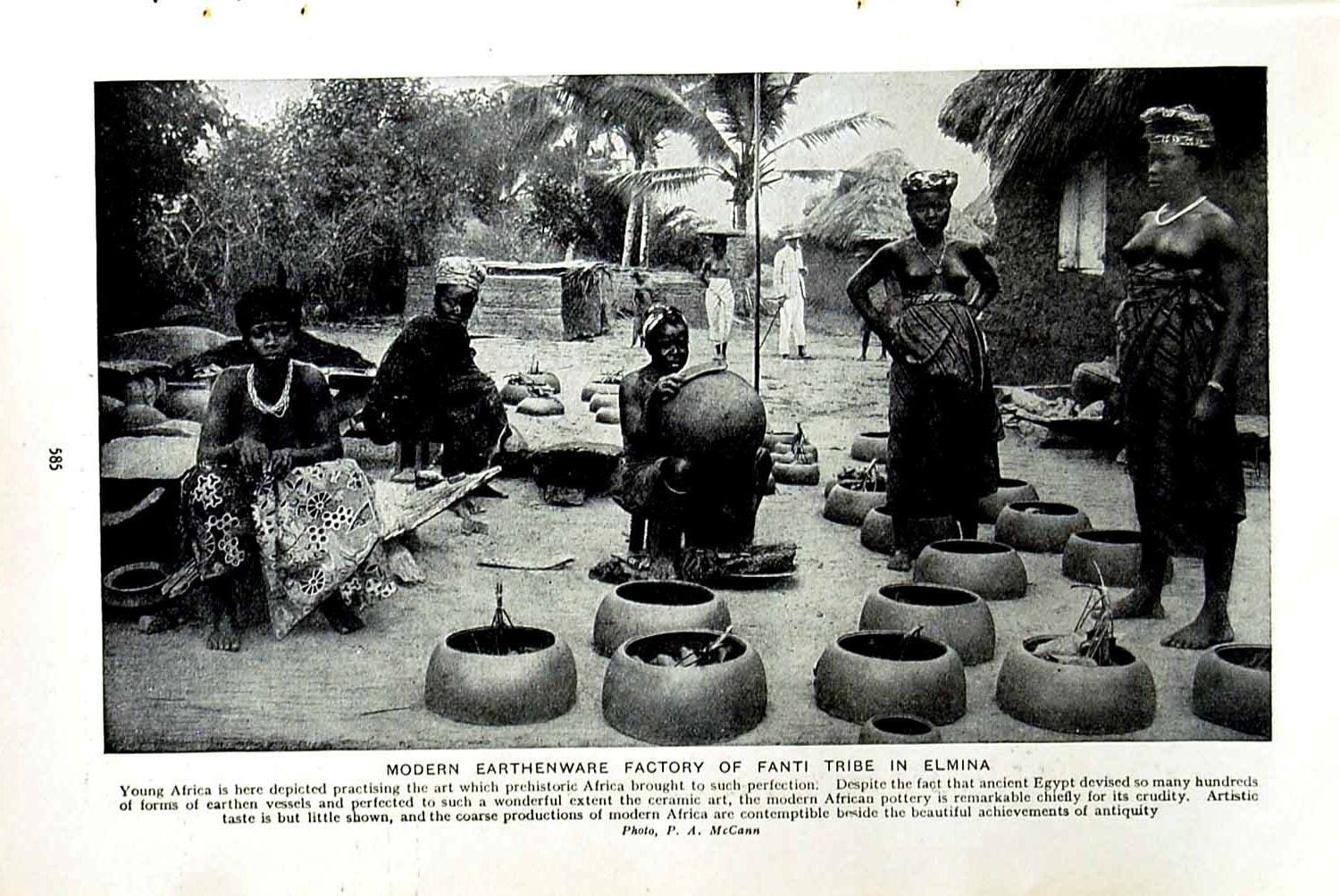 Old Vintage Print C1920 Earthware Factory Fanti Tribe Elmina Ashanti Girl 20th