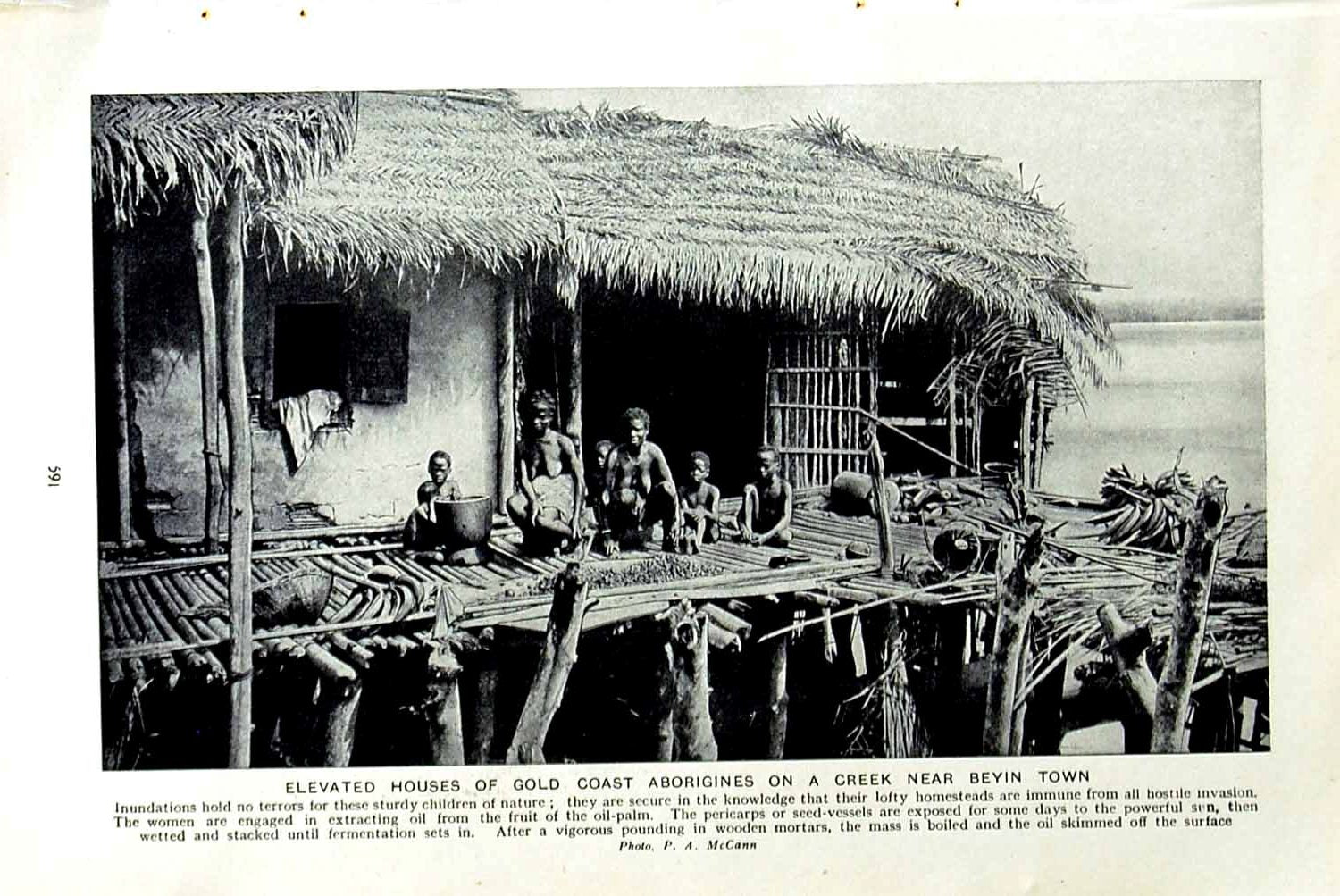 Original Old Vintage Print C1920 Houses Aboriginies GCoast Beyin Fanti Africa