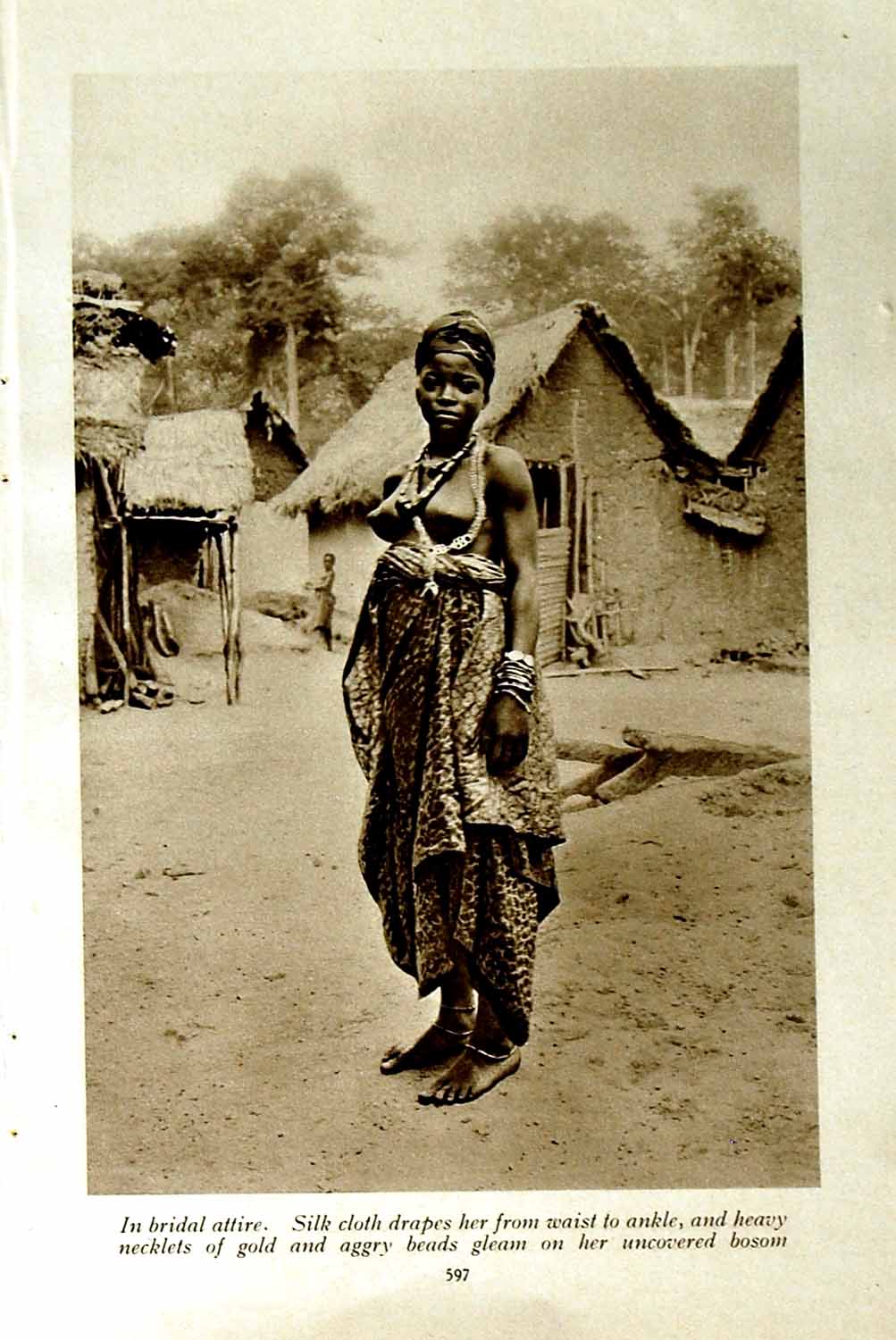 Original Old Vintage Print C1920 Africa Woman Bridal Dress GCoast Lady Fashion