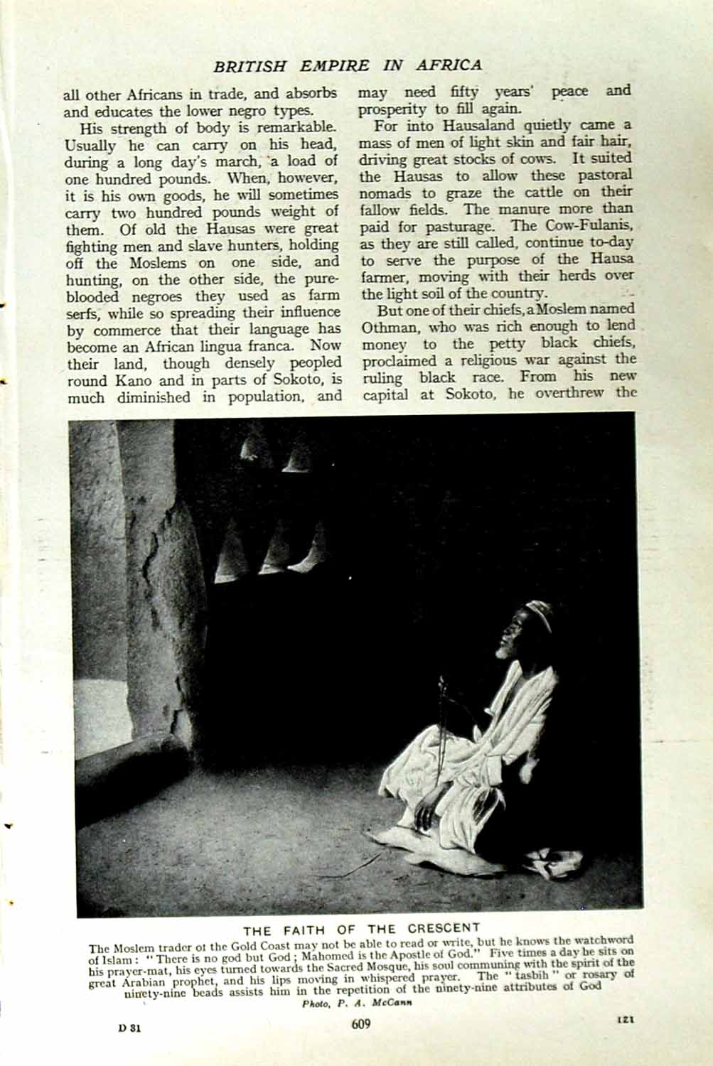 Original Old Vintage Print C1920 Moslem GCoast Africa Pottery Mendi Clay 20th