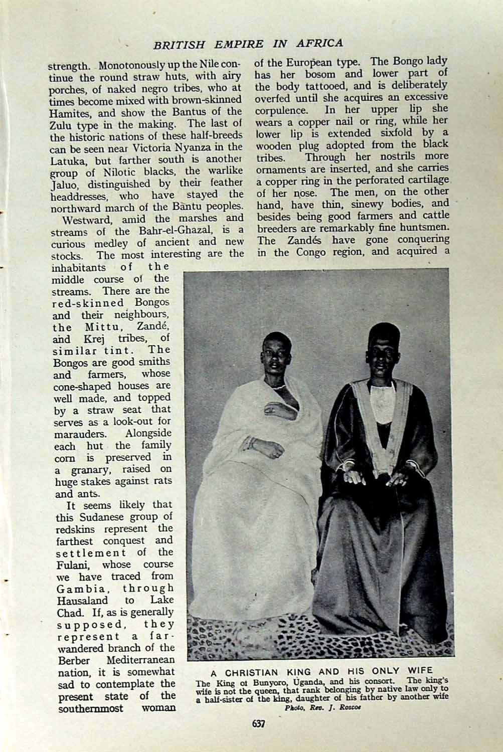 Original Old Vintage Print C1920 Africa King Bunyoro Uganda Sacred Guild 20th