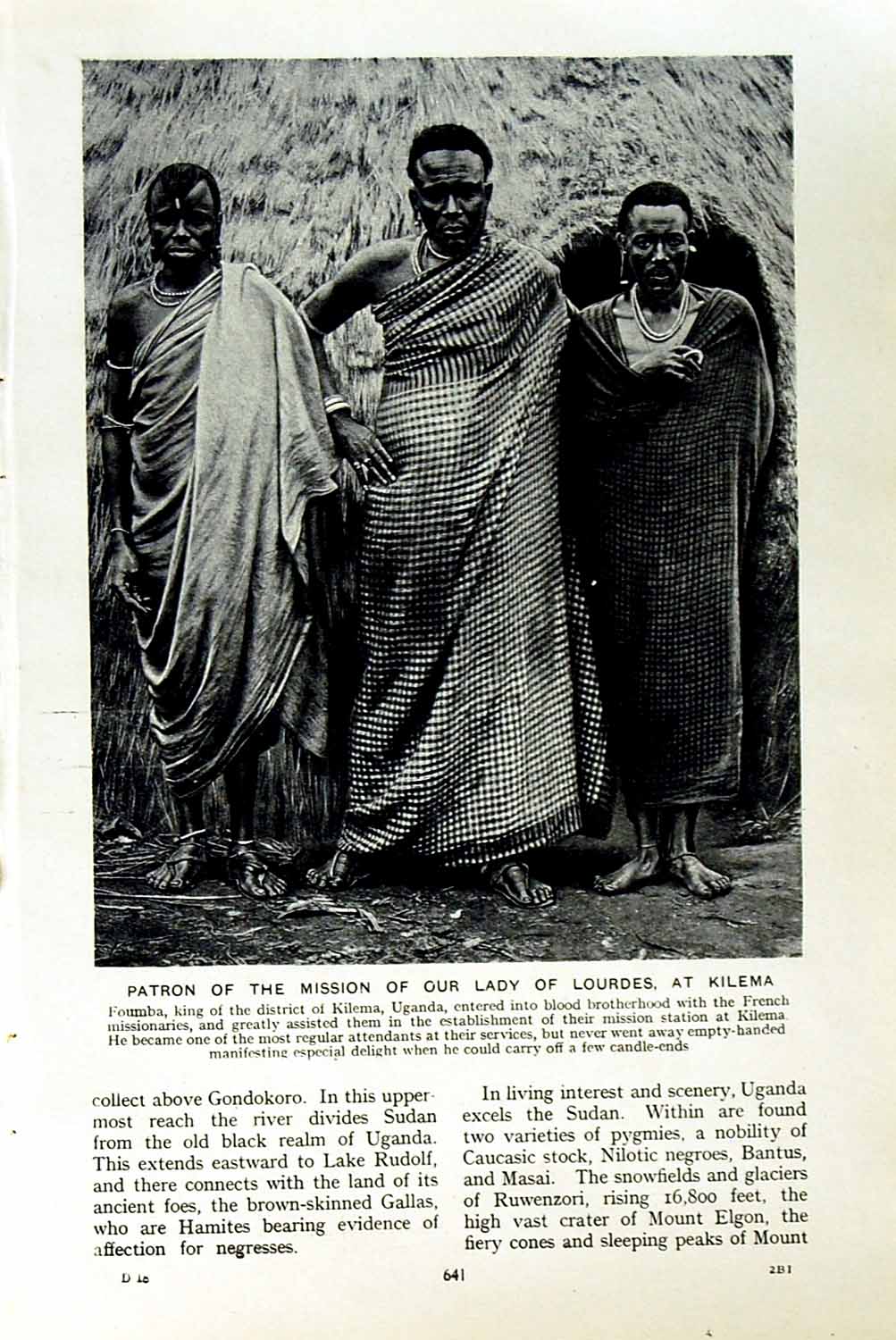 Original Old Vintage Print C1920 Patron Lourdes Kilema Uganda Africa Wandorobo