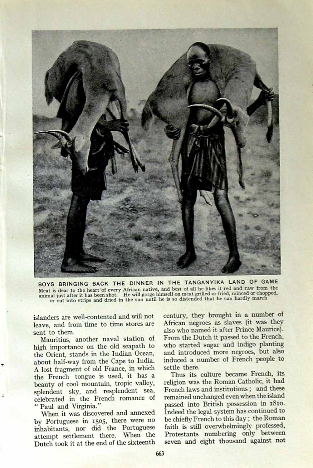 Original Old Vintage Print C1920 Africa Boys Game Tanganyika Siers Kigoma 20th