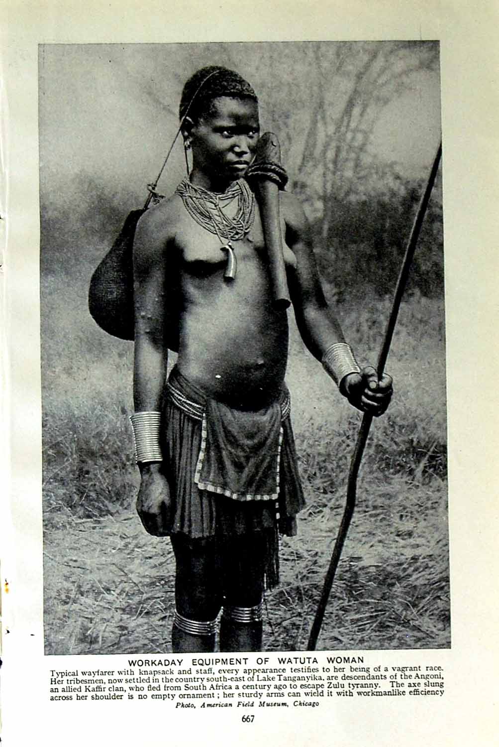 Original Old Vintage Print C1920 Watuta Woman Africa Missionaries Nuns Catholic