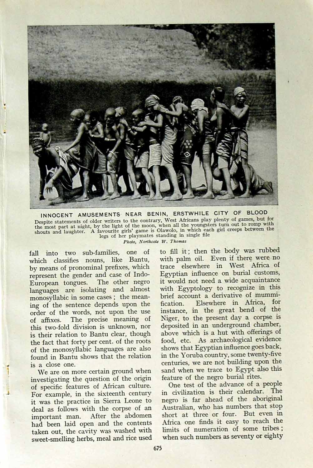 Old Vintage Print C1920 Benin Erstwhile Africa City Blood Cercopithecus 20th