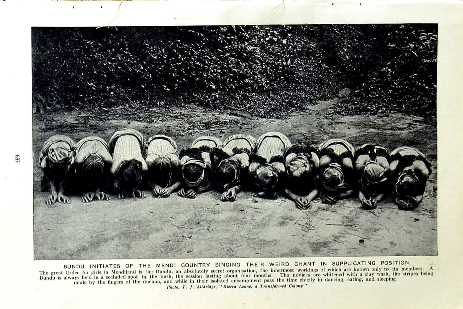 Original Old Vintage Print C1920 Bundu Initiates Mendi Singing Chant Mendiland