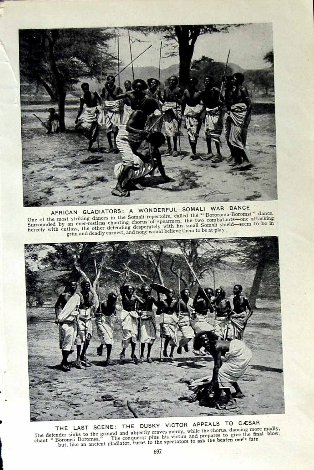 Old Vintage Print C1920 Somali War Dance Caesar Dancers Zanzibar Ballet 20th