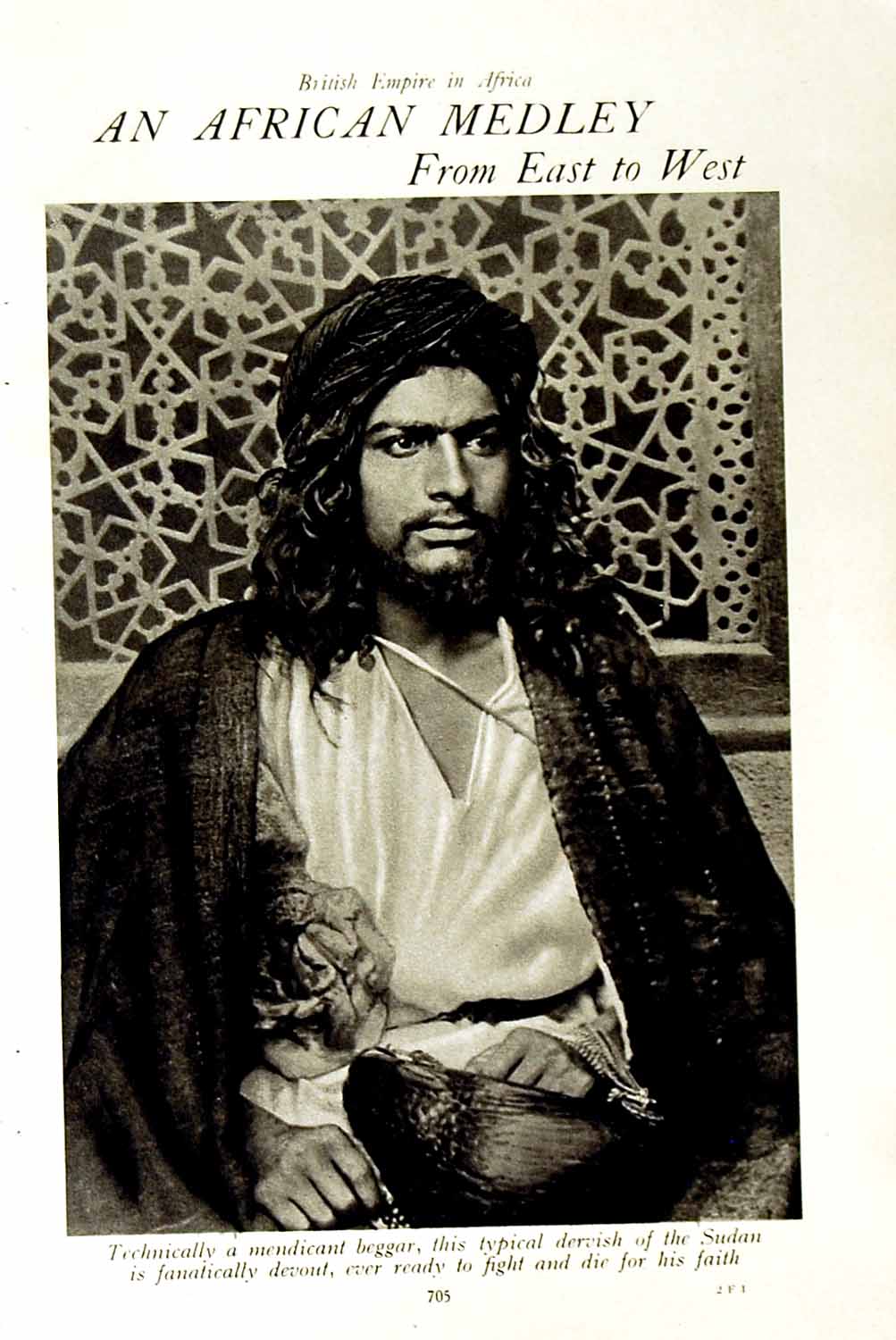 Original Old Vintage Print C1920 Man Dervish Sudan Africa Comely Swahili Women