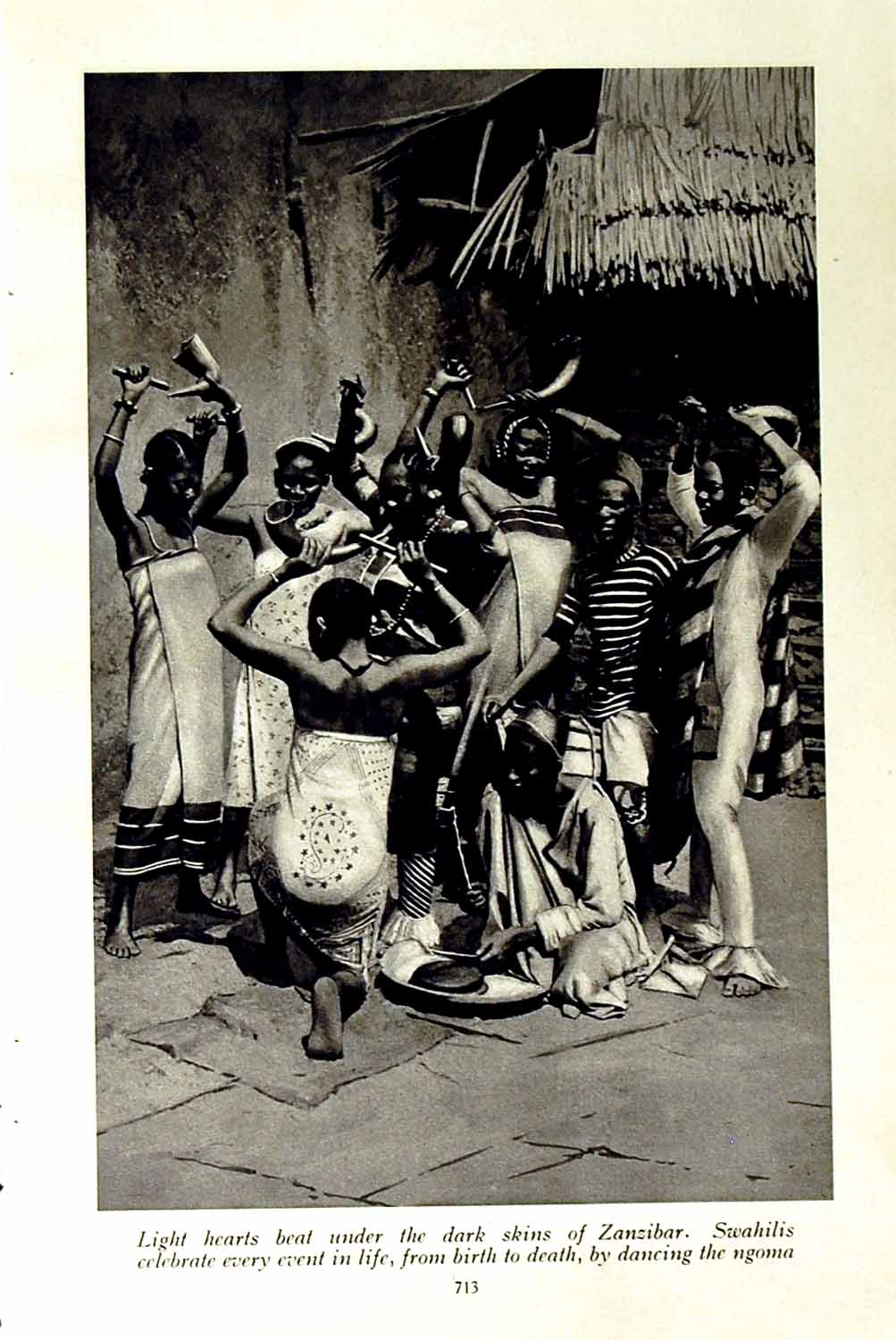 Original Old Vintage Print C1920 Zanzibar Swahili Africa People Bunyoro Dancing
