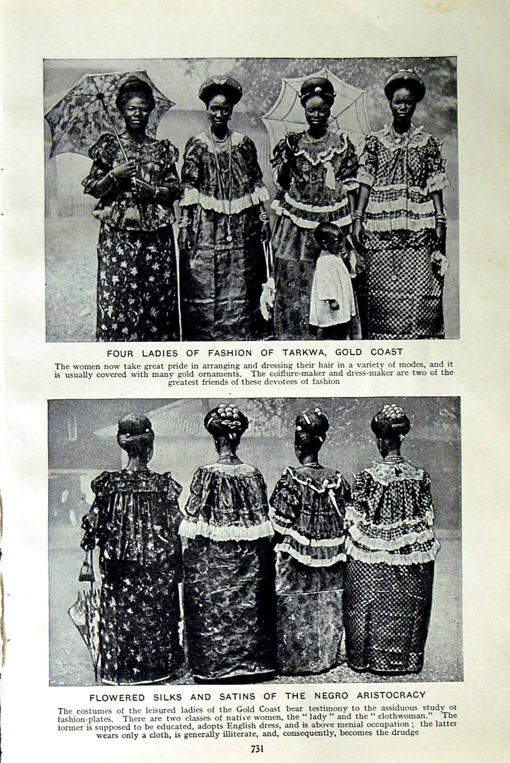 Original Old Vintage Print C1920 Ladies Fashion Tarkwa GCoast Hair Coiffure