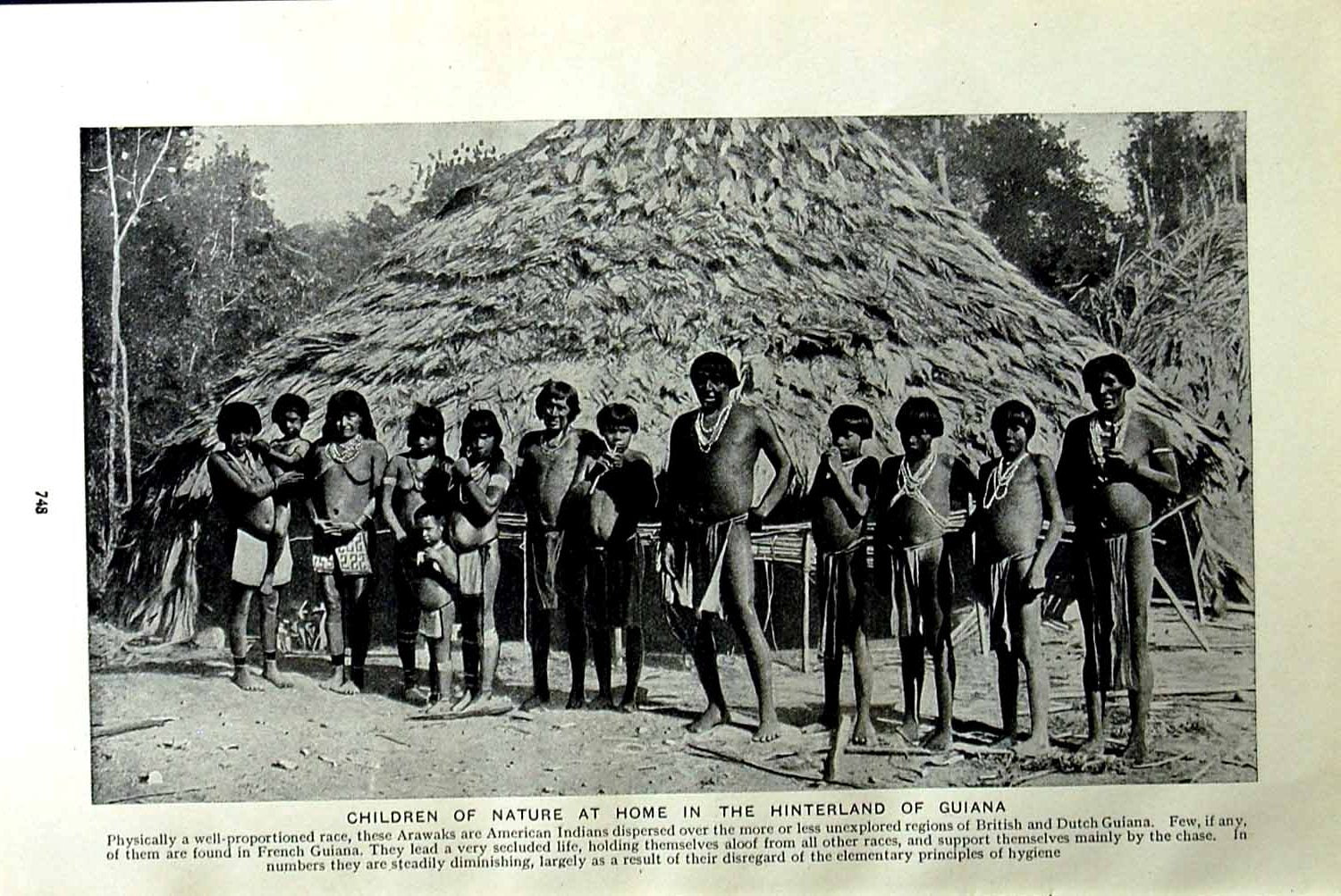 Old Vintage Print C1920 Children Nature Hinterland Guiana Arawaks Africa 20th