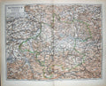 Original Old Antique Print Meyers German Atlas 1900 Map Oesterreich Linz Passau