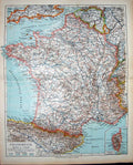 Old Antique Print Meyers German Atlas 1900 Map France Corsica Frankreich 20th
