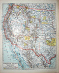 Old Antique Print Meyers German Atlas 1900 Map Vereinigte Staaten America 20th