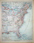 Antique Print *231 Meyers German Atlas 1900 Map Vereinigte Staaten America