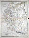 Original Old Antique Print 1844 Map Russia Moscow Petersburg Gulf Finland 19th