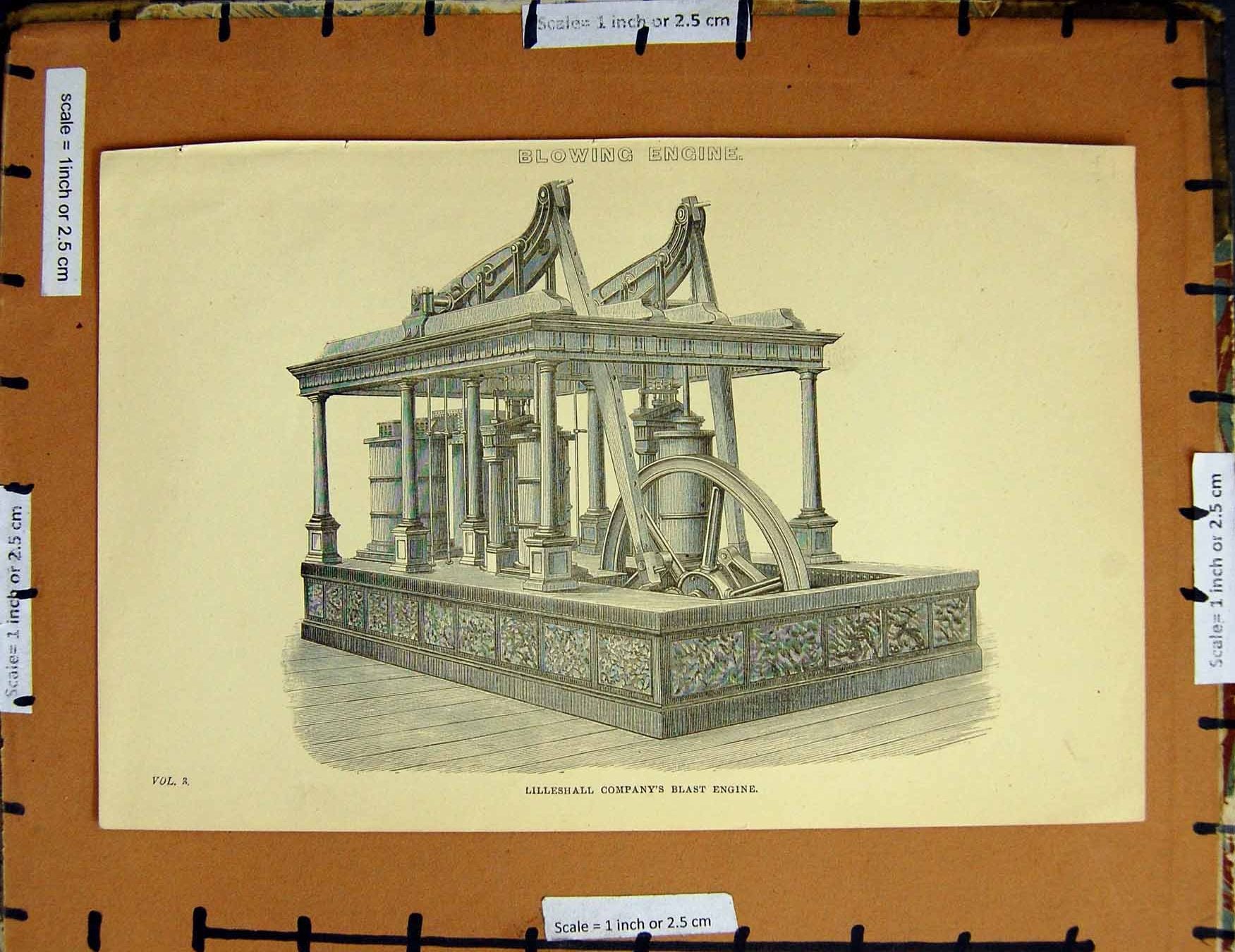 Original Old Antique Print C1800-1870 Lilleshall Blowing Engine Napoleonic Era